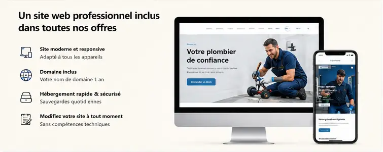 Site web professionnel inclus avec Idéal Pro pour artisans et indépendants
